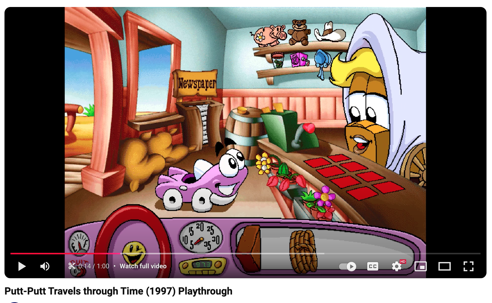 Putt-Putt Travels Through Time, 1997 video game -Lori Lynner, voice of Lurleen the covered wagon